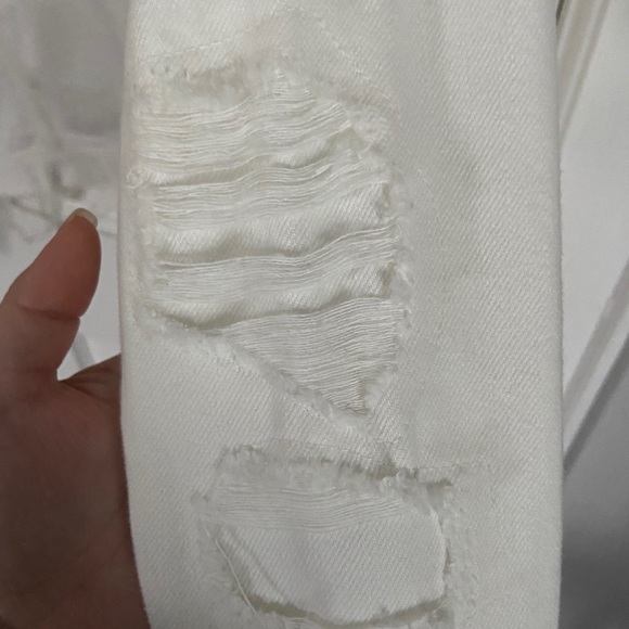 distressed white denim jacket - Picture 4 of 7